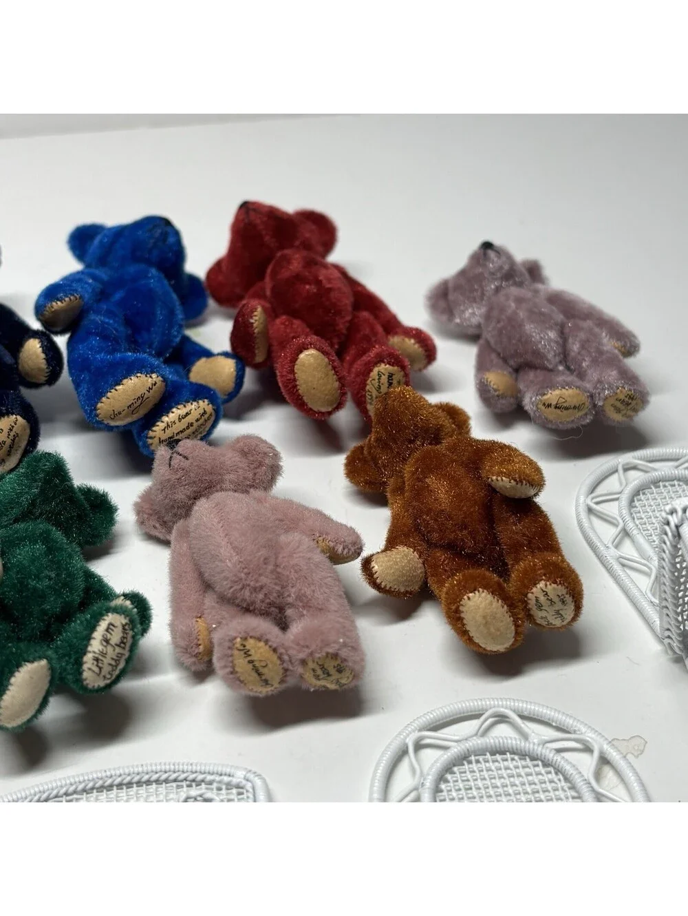 Lot of 12 Vintage Little Gem Miniature Teddy Bears Chu-Ming Wu 1995 Wire Chairs